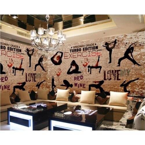 Beibehang Personalized custom 3D wallpaper gym yoga sports background wall bar restaurant decoration wallpaper mural