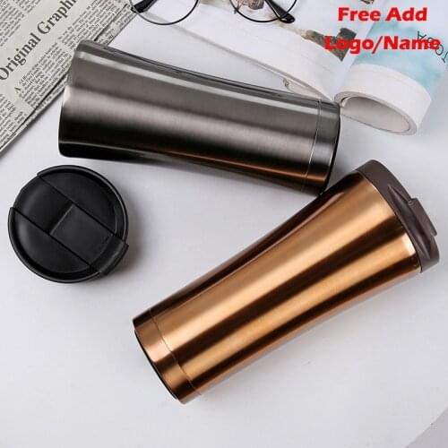 Free Customize Logo Name Double Wall Stainless Steel Vacuum Flasks Car Thermo Cup Coffee Tea Travel Mug Thermol Bottle Thermocup