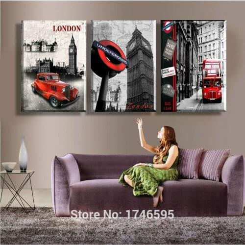Big 3pieces Modern living room home decor abstract Wall Art Picture printed London City Scenery oil Painting on Canvas art print
