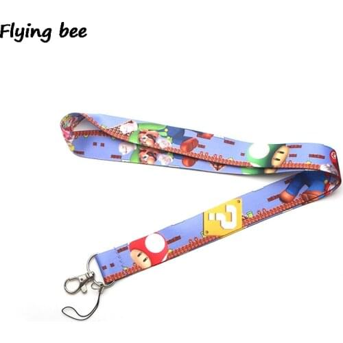 Flyingbee Kawaii Game Bros Lanyard Keychain Keys Holder Women Strap Neck Lanyards For Keys ID Card Phone Lanyard X0371