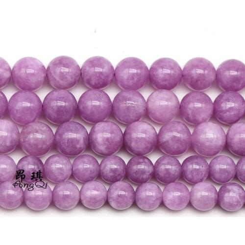 Wholesale Natural Kunzites Round Purple Natural Stone Beads For Jewelry Making DIY Bracelet Necklace 6/8/10/12 mm Strand 15