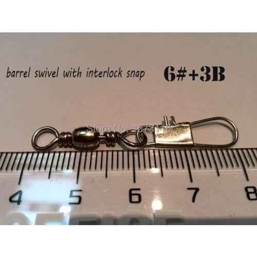Barrel swivel with interlock snap size:6#+3B quantily 50pcs Material in copper