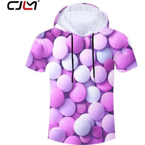 CJLM Fashion Man Hooded Tshirt 3D Medicine Sugar Funny Streetwear Mens Tee Shirt Whole body printing Oversized