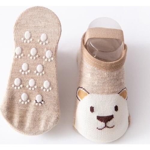 Baby Booties Toddler Socks Combed Cartoon Cotton Soft Bottom Floor Antiskid Children Socks Ankle Animal Print Sock
