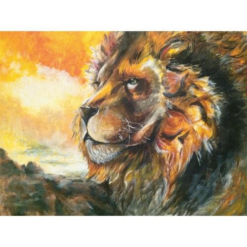 HOME ART - high quality art oil painting-Lion & World # TOP wildlife animal Decor ART OIL PAINTING ON CANVAS-FREE SHIPPING COST