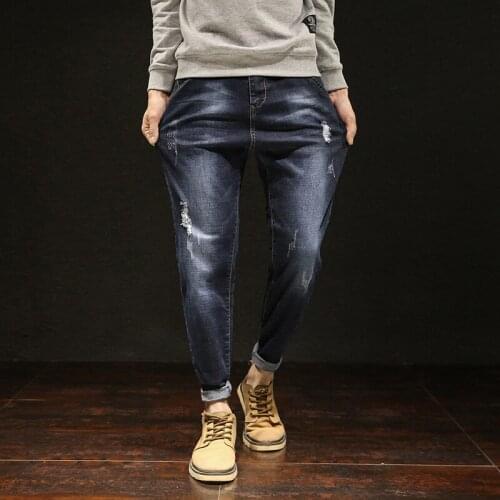 Fashion 7XL Oversize Denim Pants Solid Loose Fit Jeans Men Casual Denim Pants Male Straight Trouser Big Large Plus Size 42 44 46