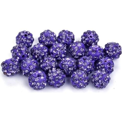 Hot Sale 50Pcs 10MM Dutch Purple Beads Crystal Disco Ball Beads Spacer Beads Bracelet Crystal Clay