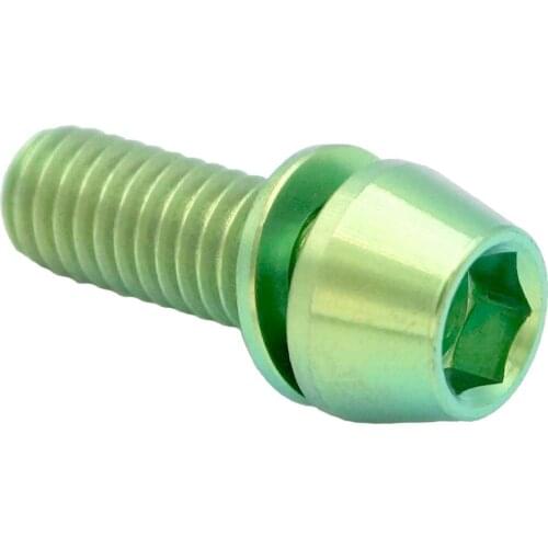 LOT 4 M6 x 18mm Green TC4 GR5 Titanium Alloy Allen Hex Screw Taper Cone Head Bolts With Washer For Bicycle