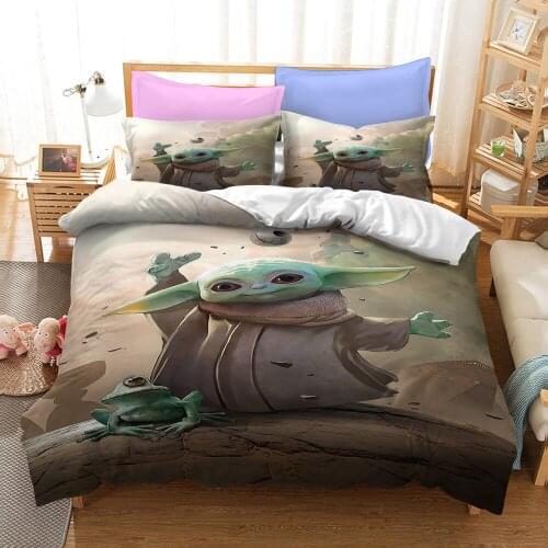 Star Wars Baby Yoda Bedding Set Children Bed Supplies 3D Quilt Cover Pillowcase Cartoon Printed Pattern Home Full Queen Textile