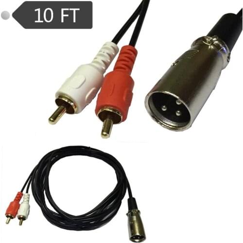 Red whited 2 RCA male to XLR Male Stereo audio speaker amp Y cable 10FT