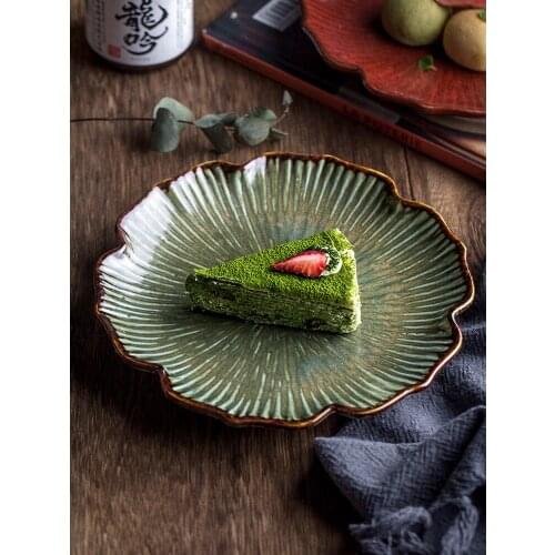 Creative 8 inch ceramic plate with Japanese lace Home dish plate Western dish European-style pasta and fruit dishes