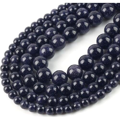 4 6 8 10 12 MM Natural Blue SandStone Round Loose Beads 16" Strand Pick Size For Jewelry Making