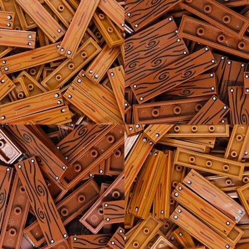 MOC Bricks City Floor Wooden Grain Printed Tiles Building Blocks 1*4 Silver Nail Parts Accessories Compatible Toys for Children