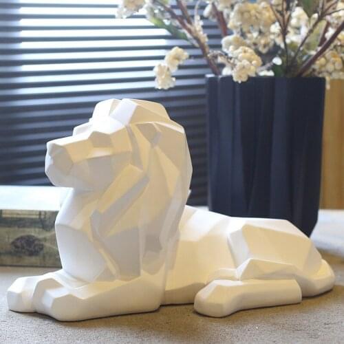 Hot Nordic Geometric Animal King of Beasts Lion Ornaments Living Room TV Wine Cabinet Creative Home Decoration Resin Crafts