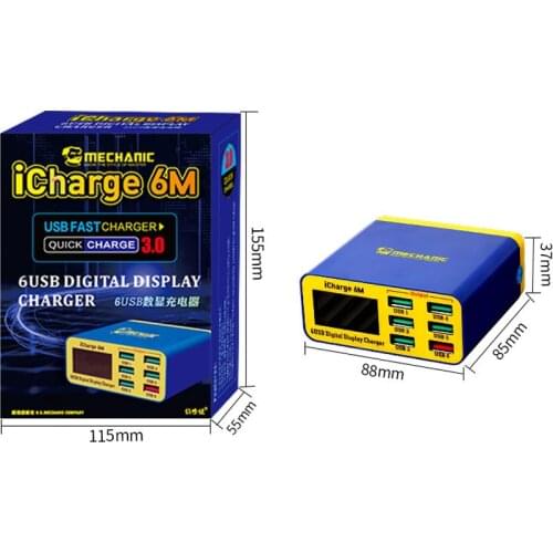 MECHANIC icharge 6M QC 3.0 USB Smart Charge Support Fastcharging With LCD Display For iPhone HUAWEI XIAOMI SAMSUNG OPPO VIVO