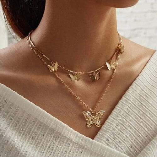 ZHOUYANG Multilayer Necklace For Women Unique Exquisite Butterfly Choker Party Gift For Girls Fashion Jewelry KBN320