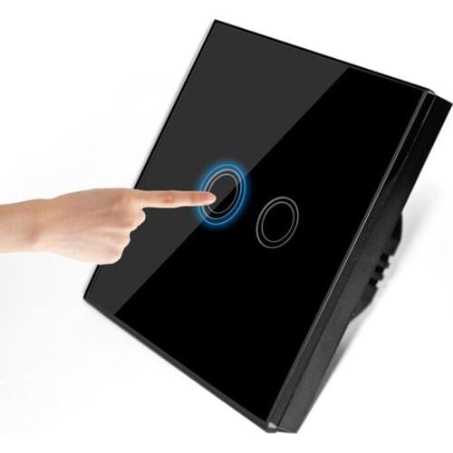 1pcs Single Live Wire 2 Open Wall Touch Light Switch,Home Wall Power Smart Switch,3 colors Glass Panel with led backlight