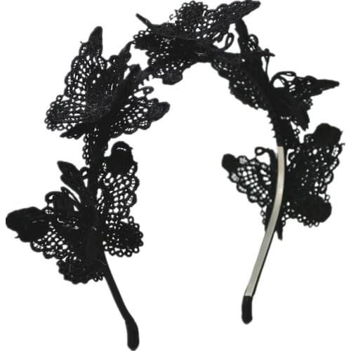 2021 NEW summer lace butterfly headband with gems girls hair accessories
