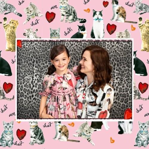 Autumn fashion fabric show pattern with the same paragraph womens printed fabric custom cat chiffon print childrens cloth