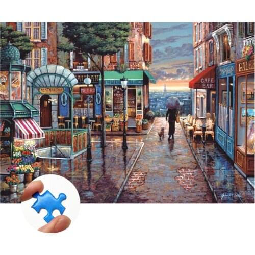Jigsaw Puzzle 1000 Pieces for Adults Children Challenging Games Education Toys Romantic Town Oil Painting