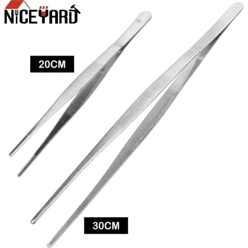 NICEYARD Home Medical Garden Kitchen BBQ Tool DIY Toothed Tweezer Long Barbecue Food Tong Straight Tweezer Stainless Steel