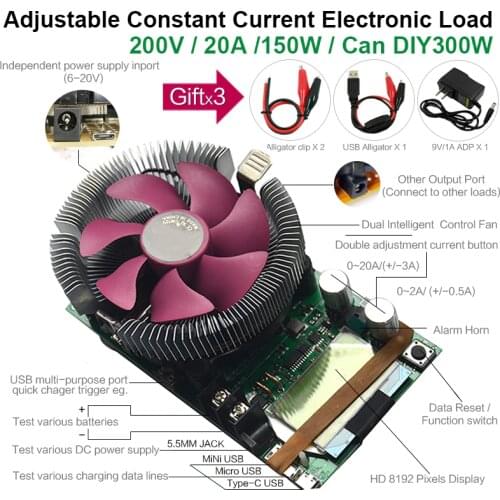 V 150 W Adjustable Constant Current Electronic Charging Battery Tester 12v24v48v Lithium Lead Acid Discharge Capacity Counter