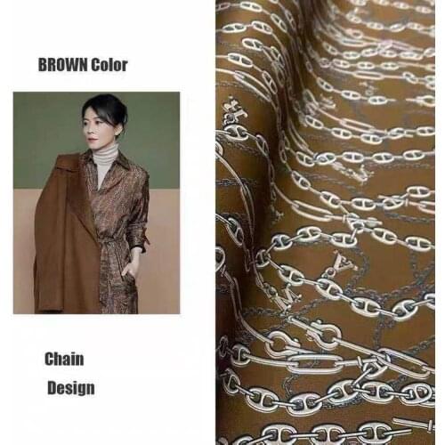 Stretch silk counters camel color bottom chain pattern fabric counters paragraph shirt dress silk cloth fabric by meter