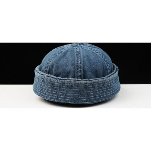 Skullcap Washed Denim Beanie Hat Mens Tide Brand Female Korean Hat Simple Adjustable Women Hat Landlord Cap Designer Bonnets