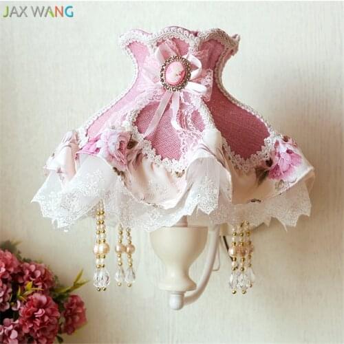 Modern Flower Wall Lamp Lace Fabric Wall Lights for Children Room Girl Princess Bedroom Bedside Lamps Lighting Wedding Decor