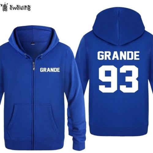 Zipper Hoodies Men Ariana Grande 93 Mens Hoodie Hip Hop Fleece Long Sleeve Music Rock Mans Jacket Coat Sweatshirt Skate Moletom