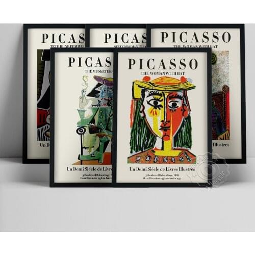 Pablo Picasso Exhibition Poster, The Woman With Hat Wall Picture, Picasso Musketeer Oil Painting, Abstract Vintage Wall Decor