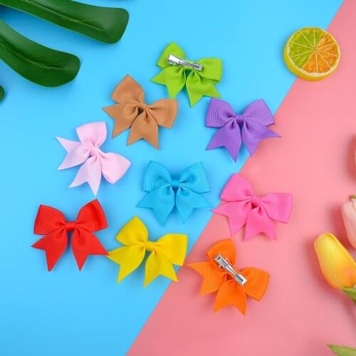 1piece 2.6inches Solid Color Baby Bowknot Hair Clips Safety Hairpins Boutique Barrettes For Girls Headwear Kids Hair Accessories