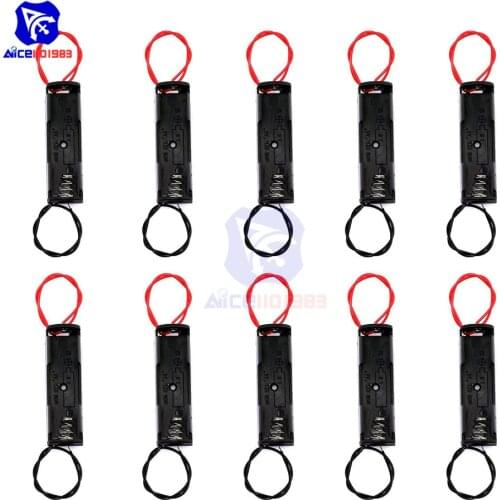 Diymore 10PCS/Lot Plastic Battery Holder with Wire Lead 1*AA Cell Pack