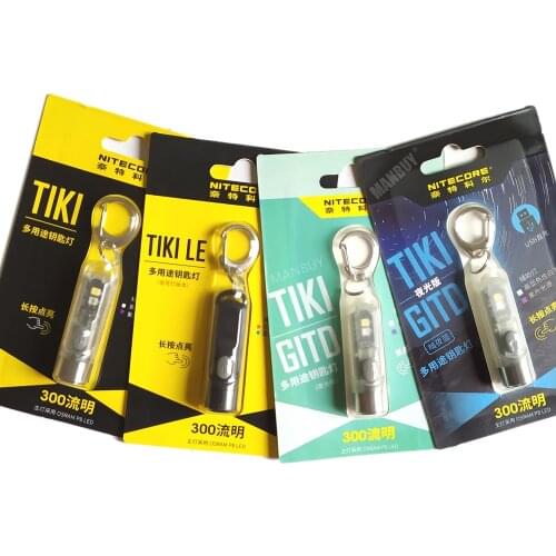100% Original Nitecore TIKI GITD Fluorescent Shell USB Rechargeable Mini Poket Torch 300 lm Outdoor Camping Fishing Travel Light