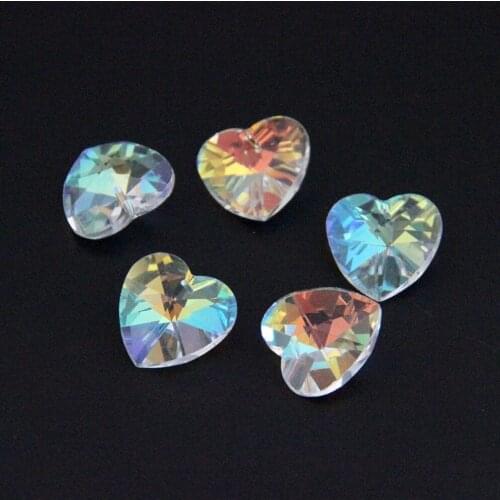 28mm 100pcs AB One Hole Crystal Heart Bead Lamp Parts For Christmas Tree Decoration Big Promotion