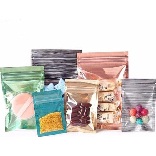 100pcs/Lot Glossy Clear Front Plastic Zip Lock Bags Beads Trinkets Headband Eye Shadow Eyelash Nail Stickers Packaging Pouches