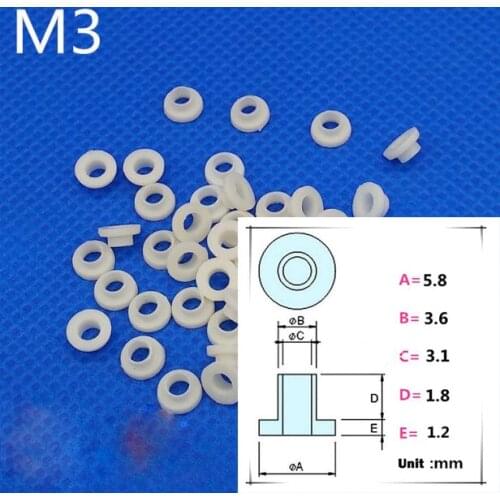 100pcs M3 nylon plastic gasket transistor washers T-type spacers insulating particle step sheet 5.8mm/5.9mm OD
