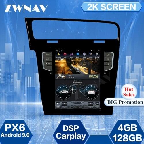 128GB Tesla Screen For VW Volkswage Golf 7 2013 2014 2015 2016 Android Car Multimedia Player GPS Navigation Radio Stereo Unit BT