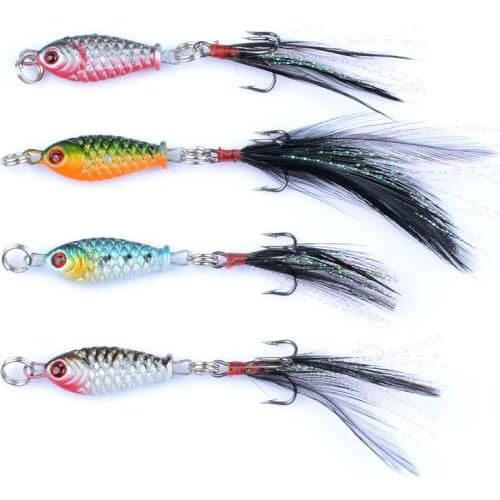4Pcs/Lot 6g Spinner Metal Lures Vib Hard Bait With Feather Treble Hook Swimbait Fishing Bait Wobblers Spinnerbait Fishing Tackle