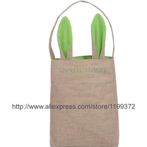 50pcs Cotton Lined Linen Canvas Easter Gift Bag Rabbit Bunny Ear Shopping Tote Bag Bunny Ears bag Baby Kids