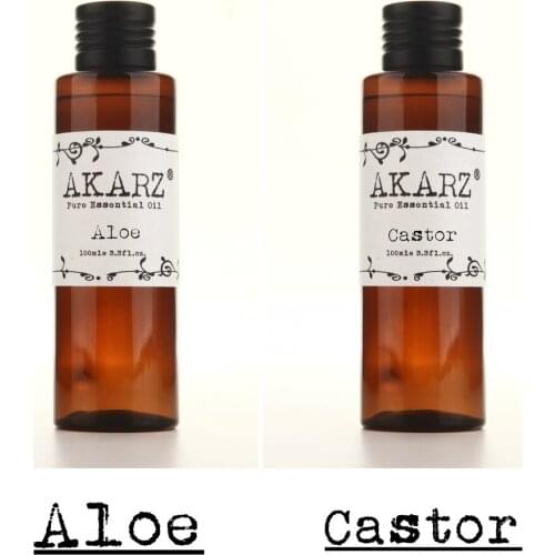 AKARZ Famous brand natural aloe castor essential oil natural aromatherapy high-capacity skin body care massage spa 100ml*2