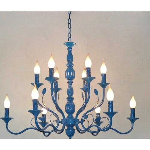 The American village living room chandelier Mediterranean style bedroom garden lamp simple European Restaurant Candle Chandelier