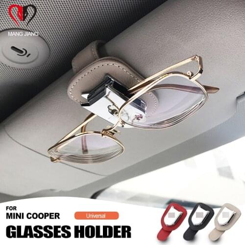 Auto Glasses Sunglasses Holder Clip PU Leather Card Car Sun Visor Clip For Mini Cooper R55 R56 R60 F54 F56 F60 Car Accessories
