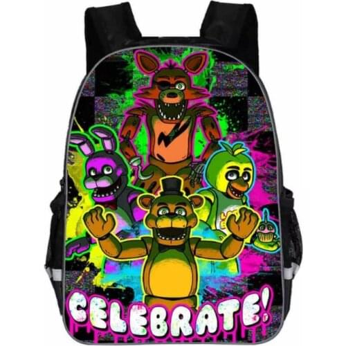 16 Inch Cartoon Five Night At Freddy Backpack Kids FNAF Bonnie Fazbear School Bags for Teenager Boys Bagpacks Children Mochila