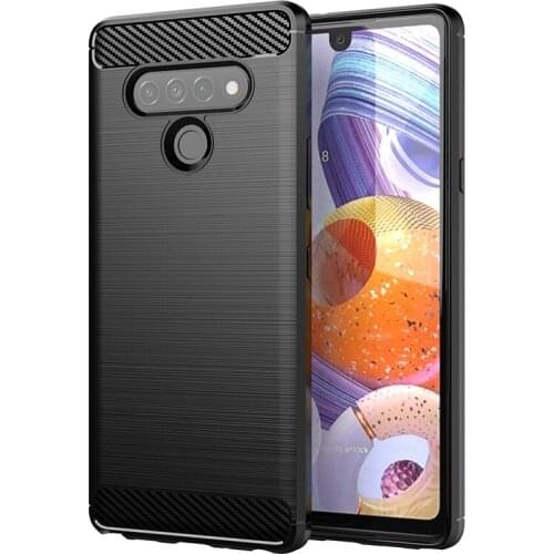 For LG K71 6.8" LMQ730HA, LM-Q730HA Carbon Fiber Cover Phone Bumper Case Full Protection Shockproof Anti Drop Shell