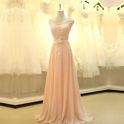 An080 Elegant A-Line Length Formal Gowns Luxury Applique O-Neck Evening Dress Cap Sleeves Evening Gowns Noble Robe De Soiree