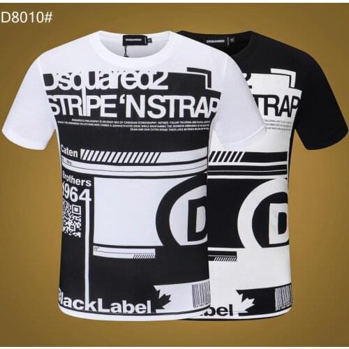 DSQUARED2-Men Women O Neck Short Sleeve T-Shirt Authentic Pure Cotton Hip Hop Style DSQ