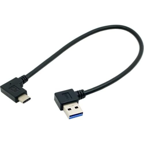 90 Degree Left and Right angled USB3.1 Type-c male to 90 Degree angled USB3.0 A male data & charge cable for mobile phone 30cm