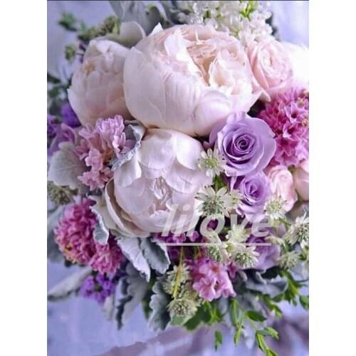 Diy diamond painting full drill, cross stitch, diamond Embroidery 5d, mosaic rhinestone Wall Art Pink roses peony Flowers FG1959