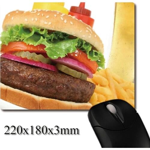 Classic fast food burger fries closeup printed Heavy weaving anti-slip rubber pad office mouse pad Coaster Party favor gifts